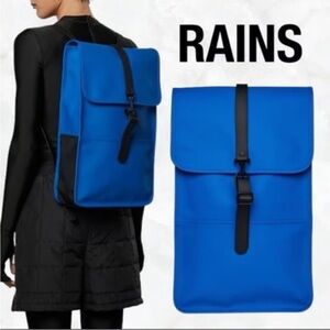 RAINS WAVES WATERPROOF RUCKSACK BACKPACK SECURE BUCKLE CLOSURE BLUE & BLACK